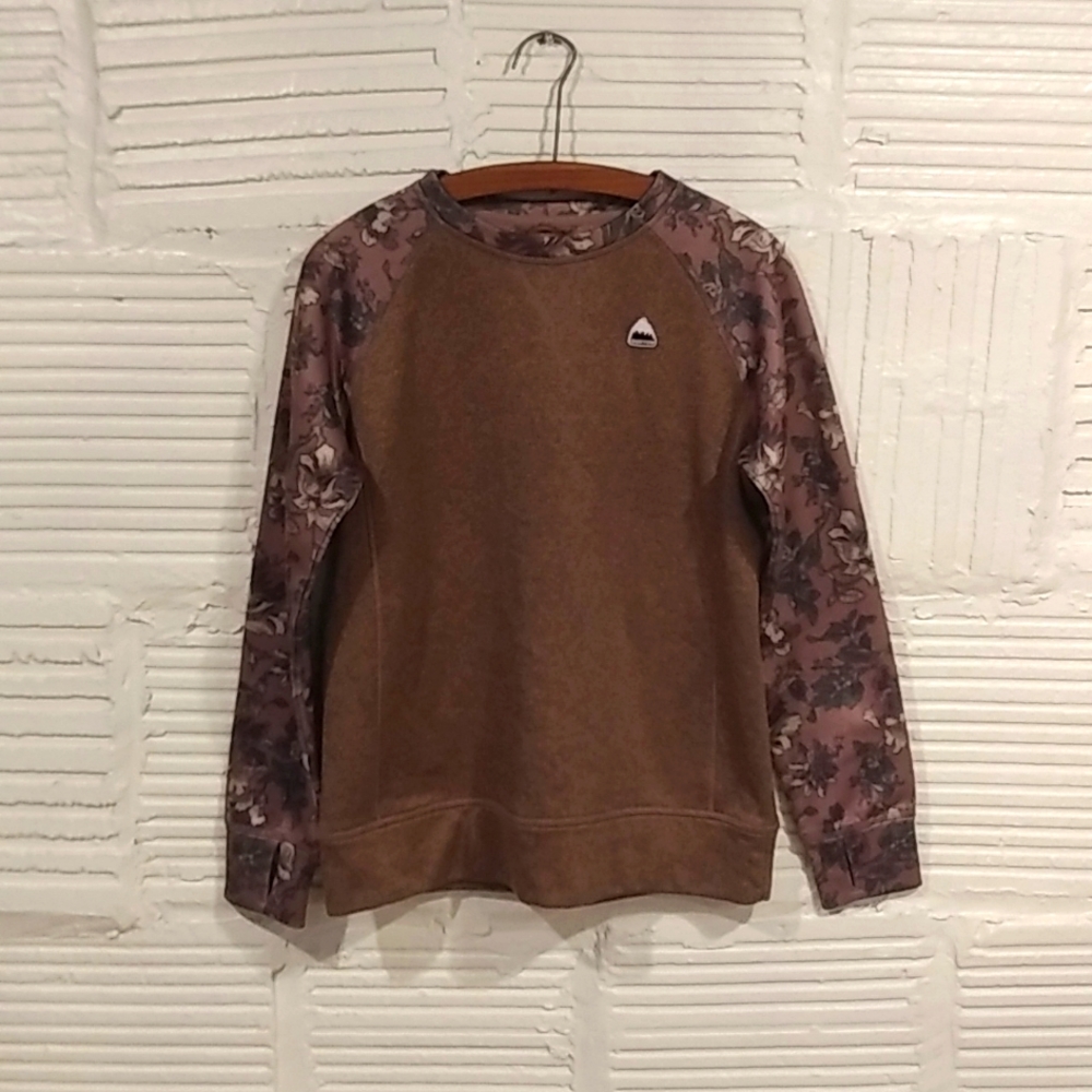 Burton size small sweatshirt floral pattern sleeves silk screened back